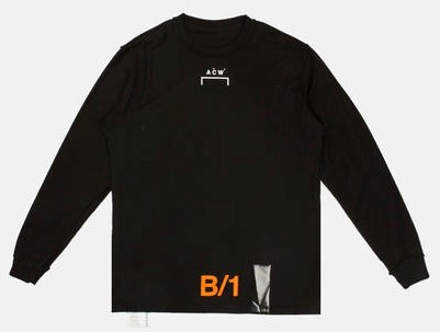 向井康二　私服　Tシャツ　ブランド　Black Long Sleeve 'B/1' Tape T-Shirt