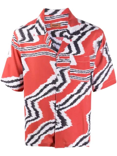 キスマイ　二階堂高嗣　ENDLESS SUMMER 衣装　Missoni Men's Red Abstract Patterned Short-sleeve Shirt