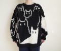 道枝駿佑　なにわ男子　衣装　ZOO-1グランプリ　　MacMahon Knitting Mills Crew Ncek Knit Cats　猫　ニット　セーター