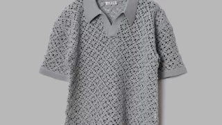 道枝駿佑　なにわ男子　衣装　Instagram　インスタグラム　なにわグラム　LUFON CROCHET HAND KNIT SKIPPER POLO (JUST FIT) - GREY　ポロシャツ